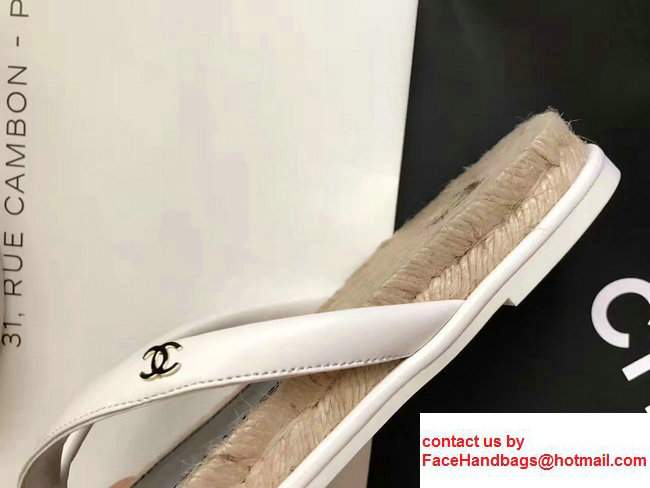 Chanel Multicolor CC Logo Slipper Sandals Espadrilles Mules G32701 White 2017 - Click Image to Close