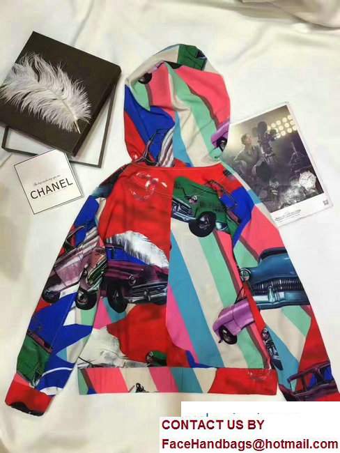 Chanel Multicolor Solo-Silk Car Print Hoodie 2017