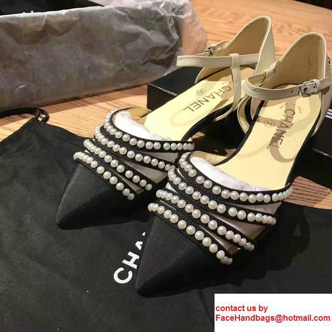 Chanel Pearl Around Sheepskin and Grosgrain Sandals Beige 2017 - Click Image to Close