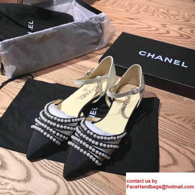 Chanel Pearl Around Sheepskin and Grosgrain Sandals Beige 2017