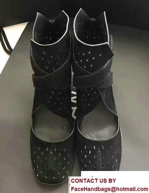 Chanel Perforated Suede Kidskin Touch Fastener Short Boots G32746 Black 2017 - Click Image to Close