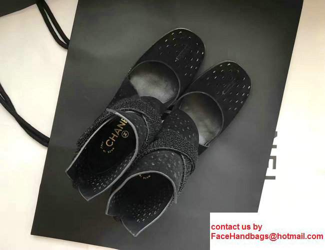 Chanel Perforated Suede Kidskin Touch Fastener Short Boots G32746 Black 2017 - Click Image to Close