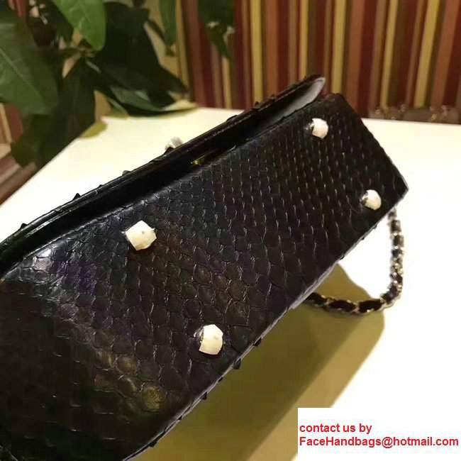Chanel Python Carry Chic Top Handle Flap Shoulder BagA93752 Black 2017