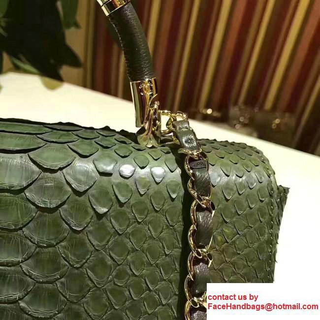 Chanel Python Carry Chic Top Handle Flap Shoulder BagA93752 Dark Green 2017 - Click Image to Close