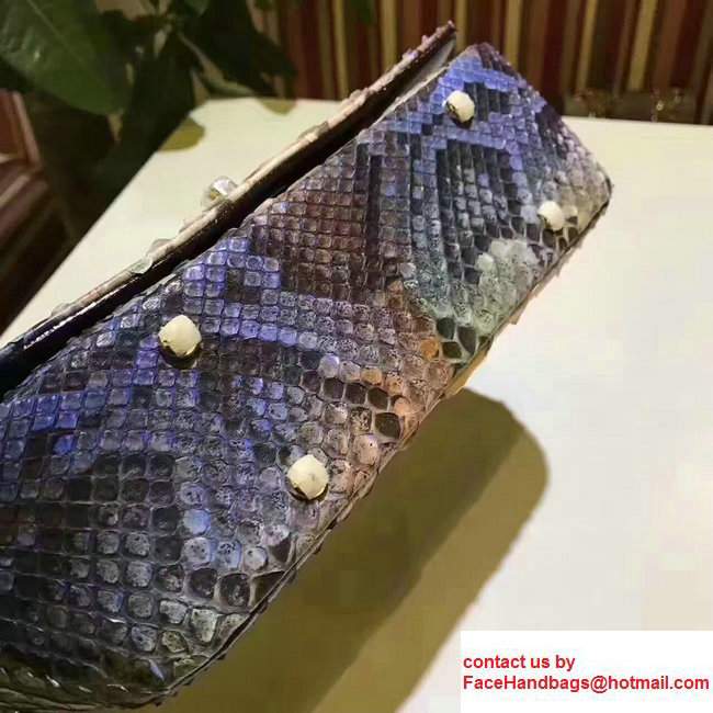 Chanel Python Carry Chic Top Handle Flap Shoulder Bag A93752 Blue/Brown 2017