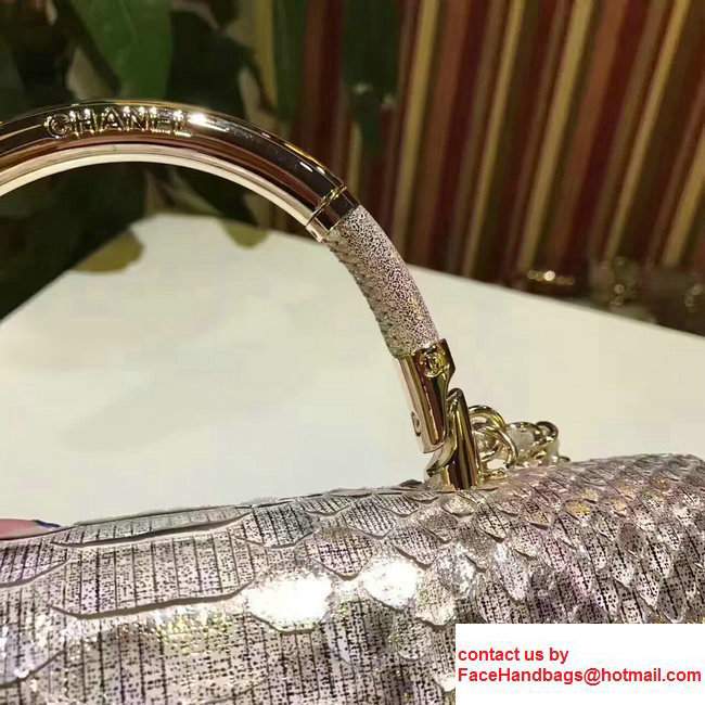 Chanel Python Carry Chic Top Handle Flap Shoulder Bag A93752 Gold/Sliver 2017
