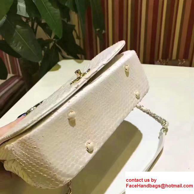 Chanel Python Carry Chic Top Handle Flap Shoulder Bag A93752 White 2017