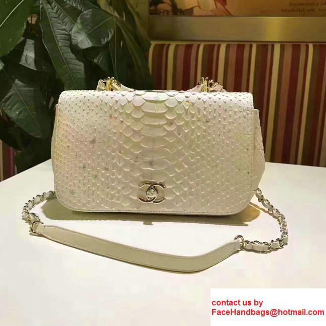 Chanel Python Carry Chic Top Handle Flap Shoulder Bag Starry TrimA93752 White 2017 - Click Image to Close