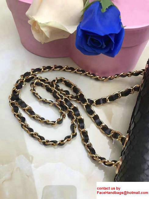 Chanel Python Chain Braided Chic Small Flap Bag A98774 Black 2017
