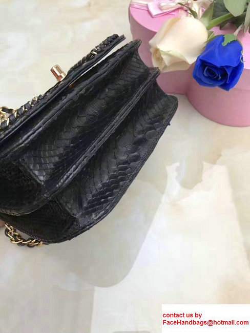 Chanel Python Chain Braided Chic Small Flap Bag A98774 Black 2017 - Click Image to Close