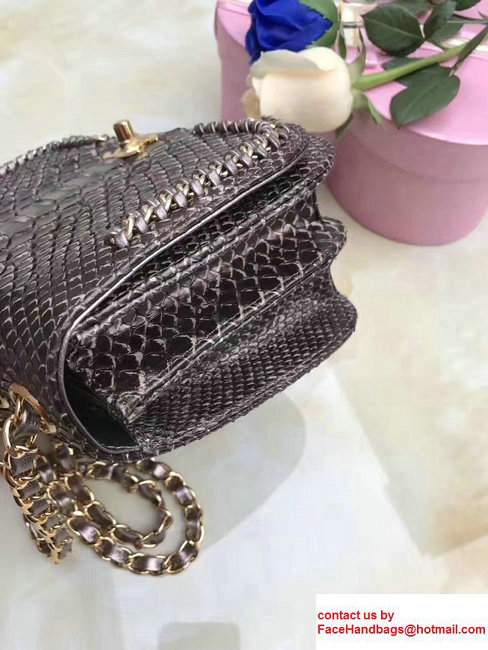 Chanel Python Chain Braided Chic Small Flap Bag A98774 Bronze 2017