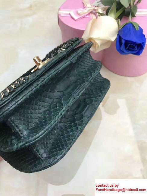 Chanel Python Chain Braided Chic Small Flap Bag A98774 Dark Green 2017