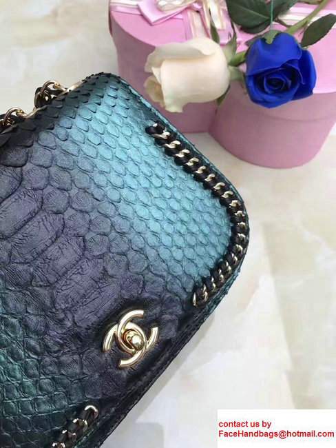 Chanel Python Chain Braided Chic Small Flap Bag A98774 Green/Black 2017 - Click Image to Close