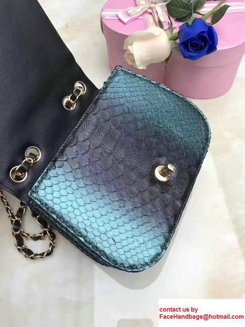 Chanel Python Chain Braided Chic Small Flap Bag A98774 Green/Black 2017 - Click Image to Close
