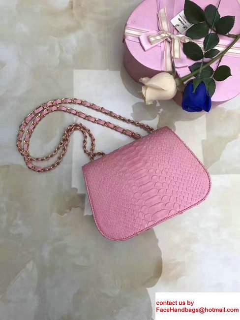 Chanel Python Chain Braided Chic Small Flap Bag A98774 Pink 2017