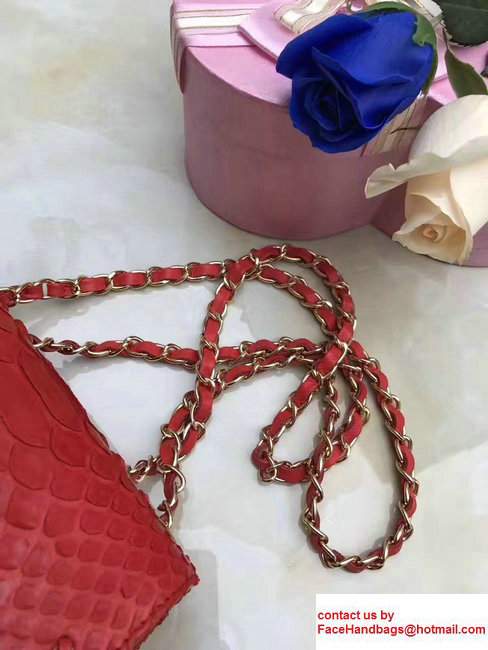 Chanel Python Chain Braided Chic Small Flap Bag A98774 Red 2017