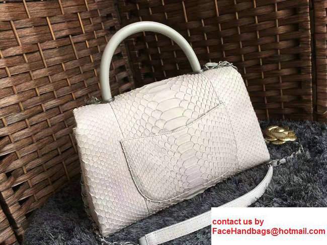Chanel Python Coco Top Handle Flap Shoulder Large Bag A93279 Off White 2017 - Click Image to Close