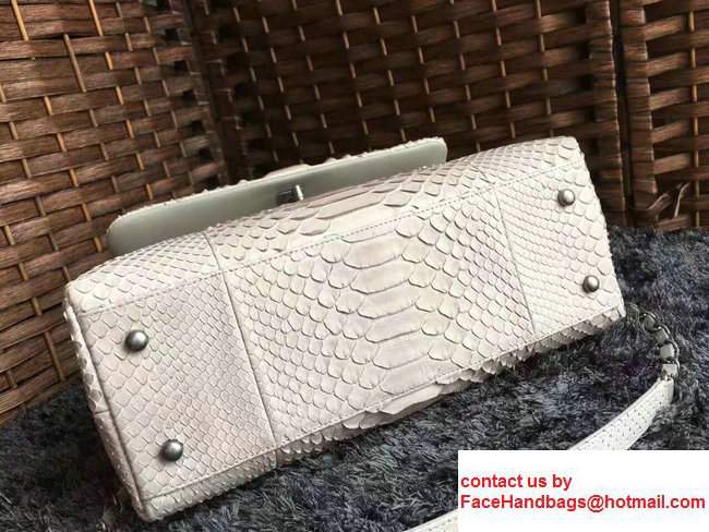 Chanel Python Coco Top Handle Flap Shoulder Large Bag A93279 Off White 2017