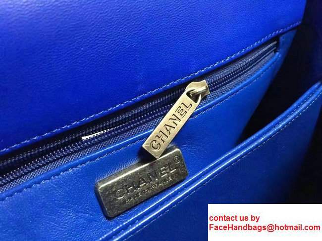 Chanel Python Coco Top Handle Flap Shoulder Small Bag A93050 Blue 2017
