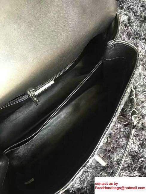 Chanel Python Coco Top Handle Flap Shoulder Small Bag A93050 Gray 2017
