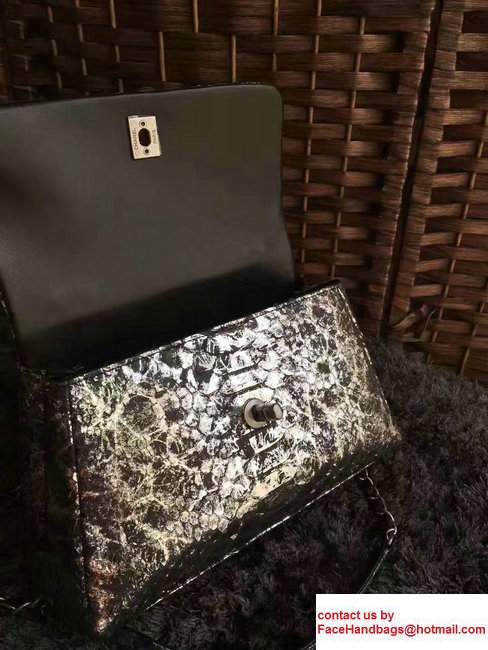 Chanel Python Coco Top Handle Flap Shoulder Small Bag A93050 Gray 2017