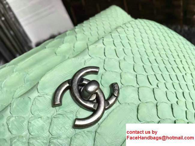 Chanel Python Coco Top Handle Flap Shoulder Small Bag A93050 Pale Green 2017 - Click Image to Close