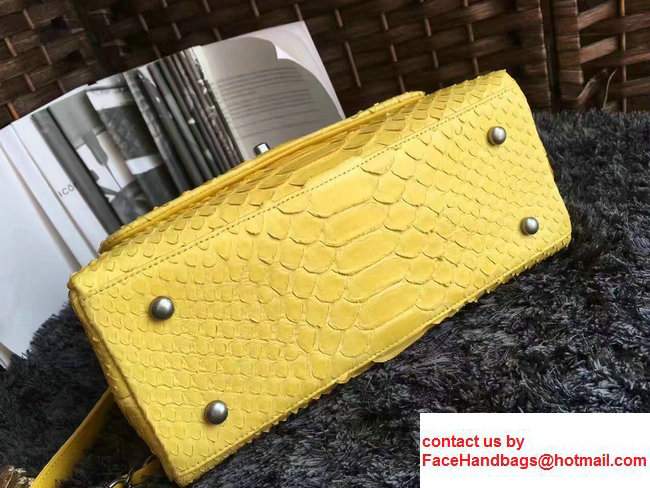 Chanel Python Coco Top Handle Flap Shoulder Small Bag A93050 Yellow 2017