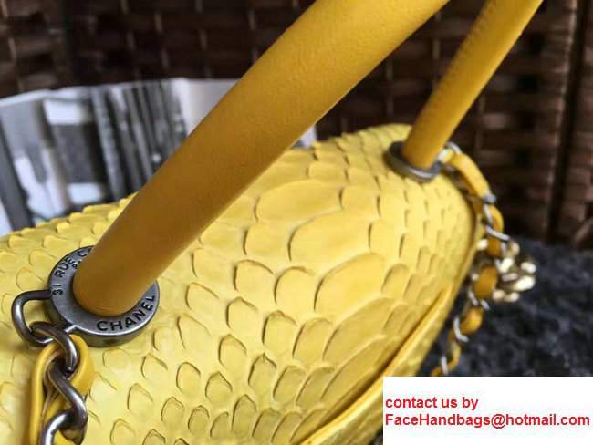 Chanel Python Coco Top Handle Flap Shoulder Small Bag A93050 Yellow 2017 - Click Image to Close