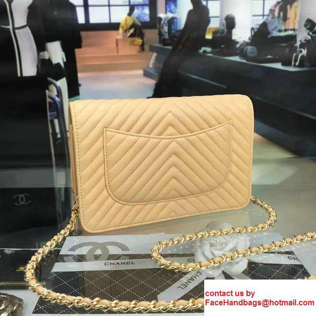 Chanel Quilting Chevron Wallet On Chain WOC Bag Apricot - Click Image to Close