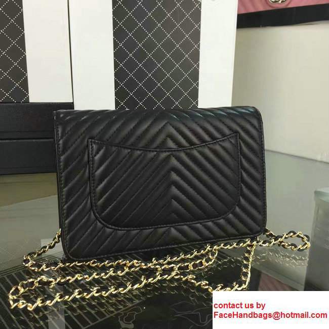Chanel Quilting Chevron Wallet On Chain WOC Bag Black/Gold