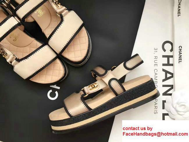 Chanel Satin Sandals G32676 Beige 2017 - Click Image to Close