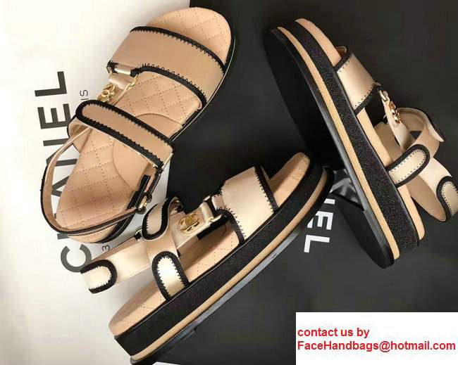 Chanel Satin Sandals G32676 Beige 2017 - Click Image to Close