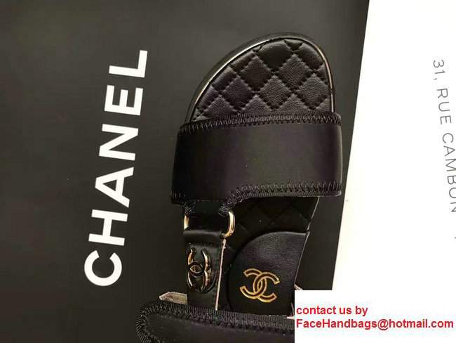 Chanel Satin Sandals G32676 Black 2017