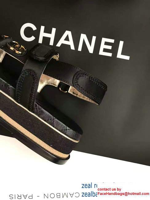 Chanel Satin Sandals G32676 Black 2017