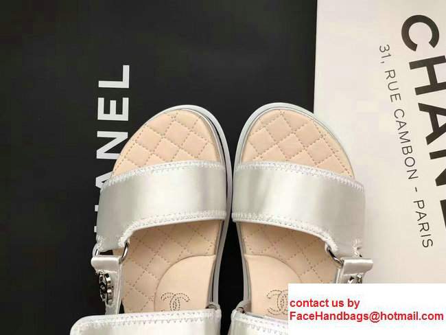 Chanel Satin Sandals G32676 Sliver 2017 - Click Image to Close
