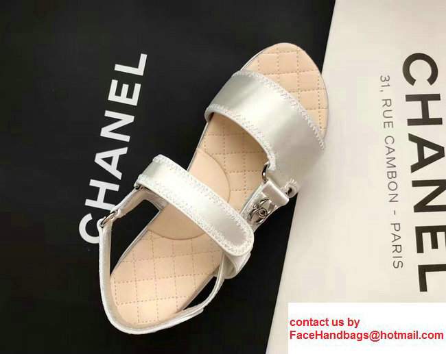 Chanel Satin Sandals G32676 Sliver 2017