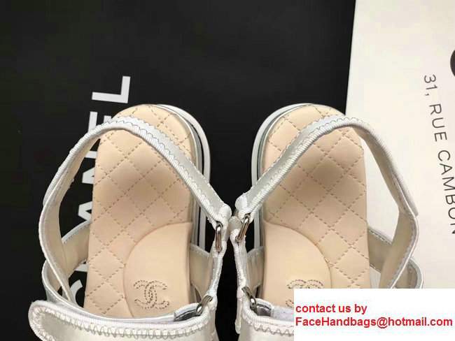 Chanel Satin Sandals G32676 Sliver 2017