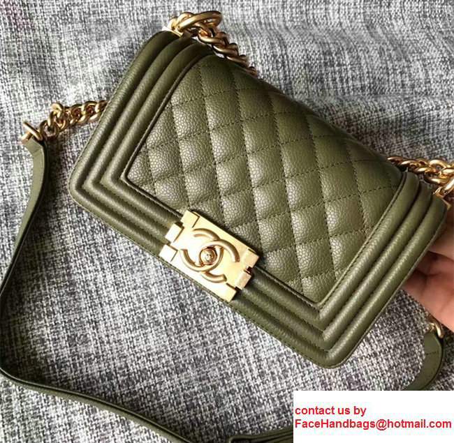 Chanel Small Boy Flap Shoulder Bag in Lambskin Leather New Color Dark Green