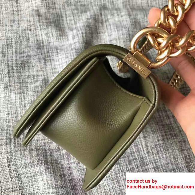 Chanel Small Boy Flap Shoulder Bag in Lambskin Leather New Color Dark Green - Click Image to Close