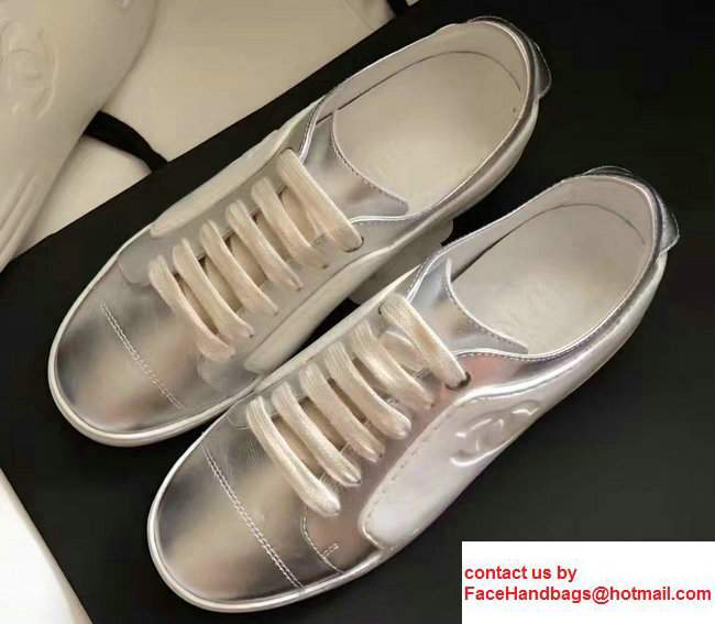 Chanel Sneakers G32719 Silver/White 2017 - Click Image to Close
