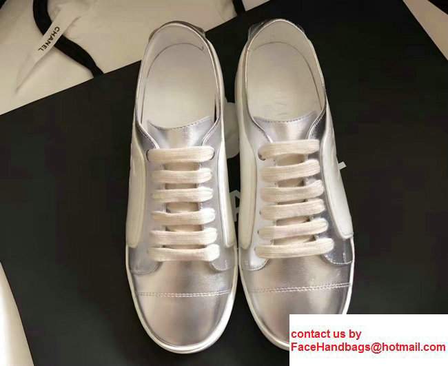 Chanel Sneakers G32719 Silver/White 2017 - Click Image to Close