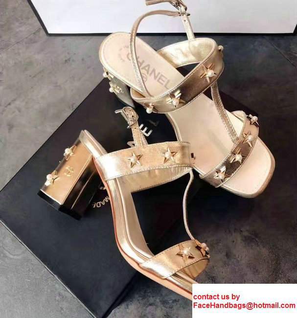 Chanel Star and Pearl Sandals G32350 Gold 2017 - Click Image to Close