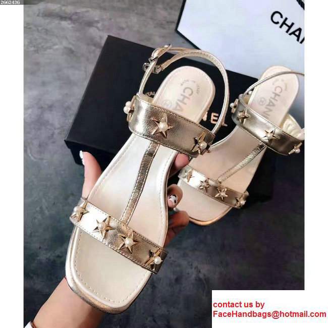 Chanel Star and Pearl Sandals G32350 Gold 2017