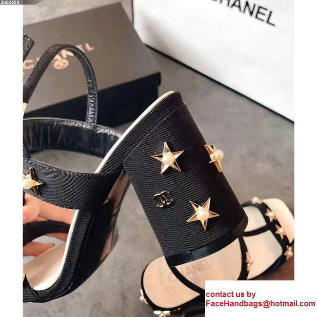 Chanel Star and Pearl Sandals G32350 Grosgrain Black 2017 - Click Image to Close