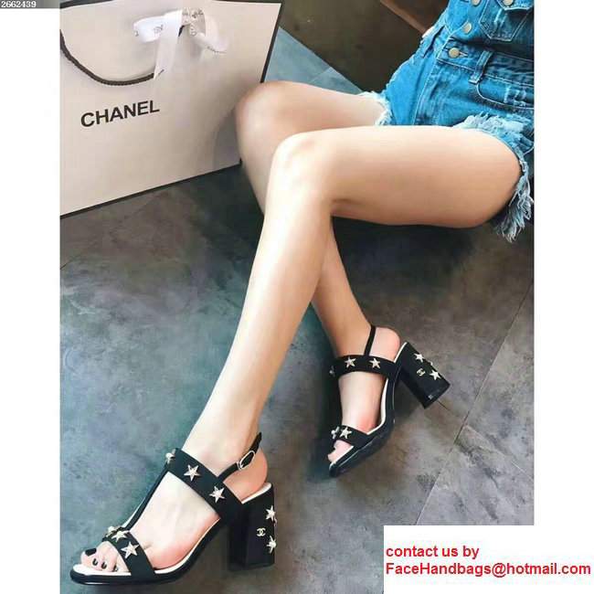 Chanel Star and Pearl Sandals G32350 Grosgrain Black 2017