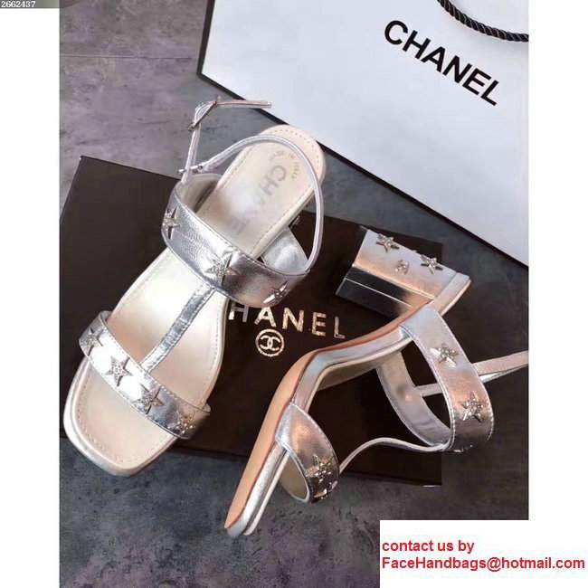 Chanel Star and Pearl Sandals G32350 Silver 2017