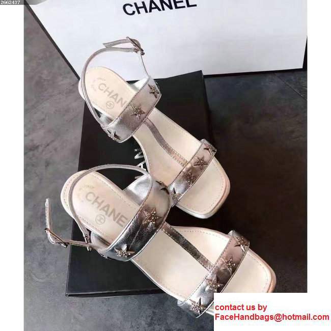 Chanel Star and Pearl Sandals G32350 Silver 2017 - Click Image to Close