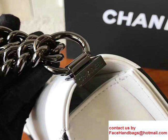 Chanel Two-Tone Black Metal Boy Flap Small Bag White/Black 2017