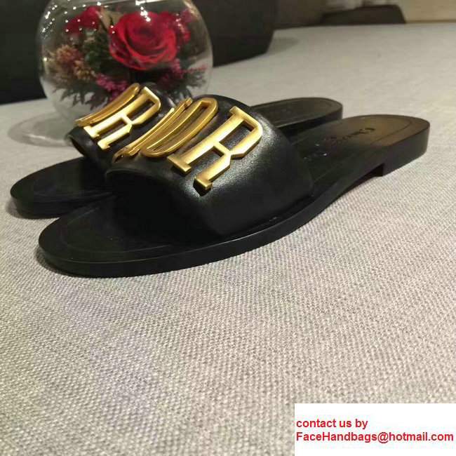 Dior Adorned With Metallic D.I.O.R Logo Mules Sandals Black Summer 2017