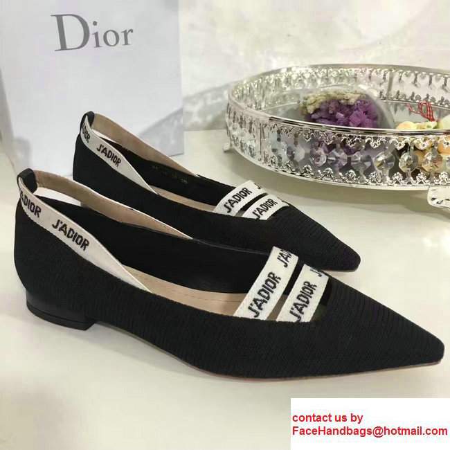 Dior Ballerina Heel 1cm In Techical Canvas And Double J'adior Ribbon Front Black 2017
